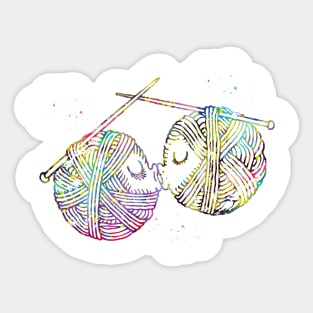 Lovely Yarn Balls and Needles Crocheting Knitting Sticker